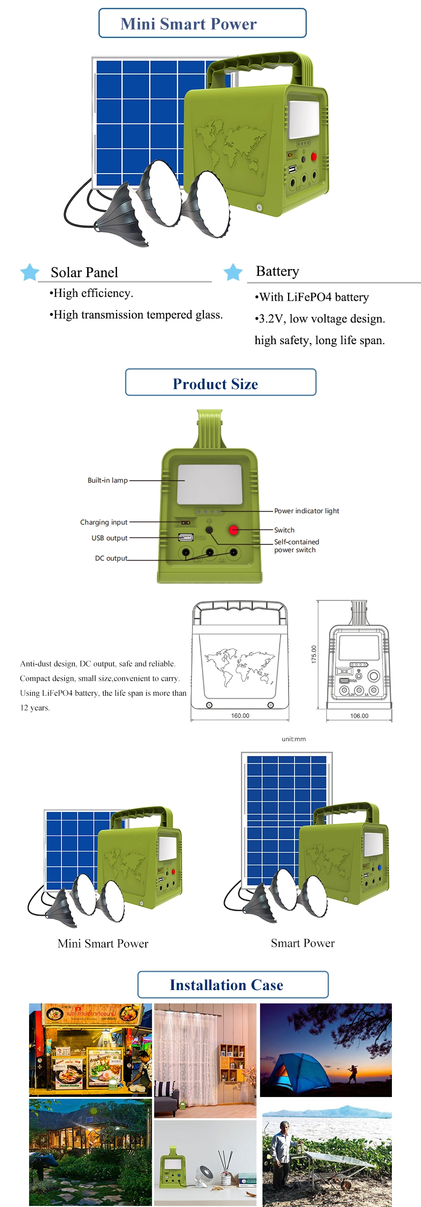 Hurricane and Flood Emergency LED Light 5W Solar Panel Energy Light Kit